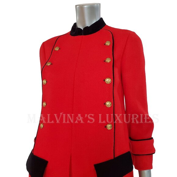 GUCCI DRESS VELVET TRIM RETRO RED TWEED WOOL BLEND sz IT 40 US 4 - Picture 9 of 13